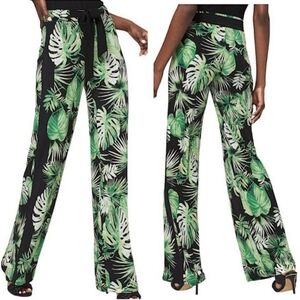 White House Black Market Tropical Print Jersey Knit Wide Leg Pants - Size XL